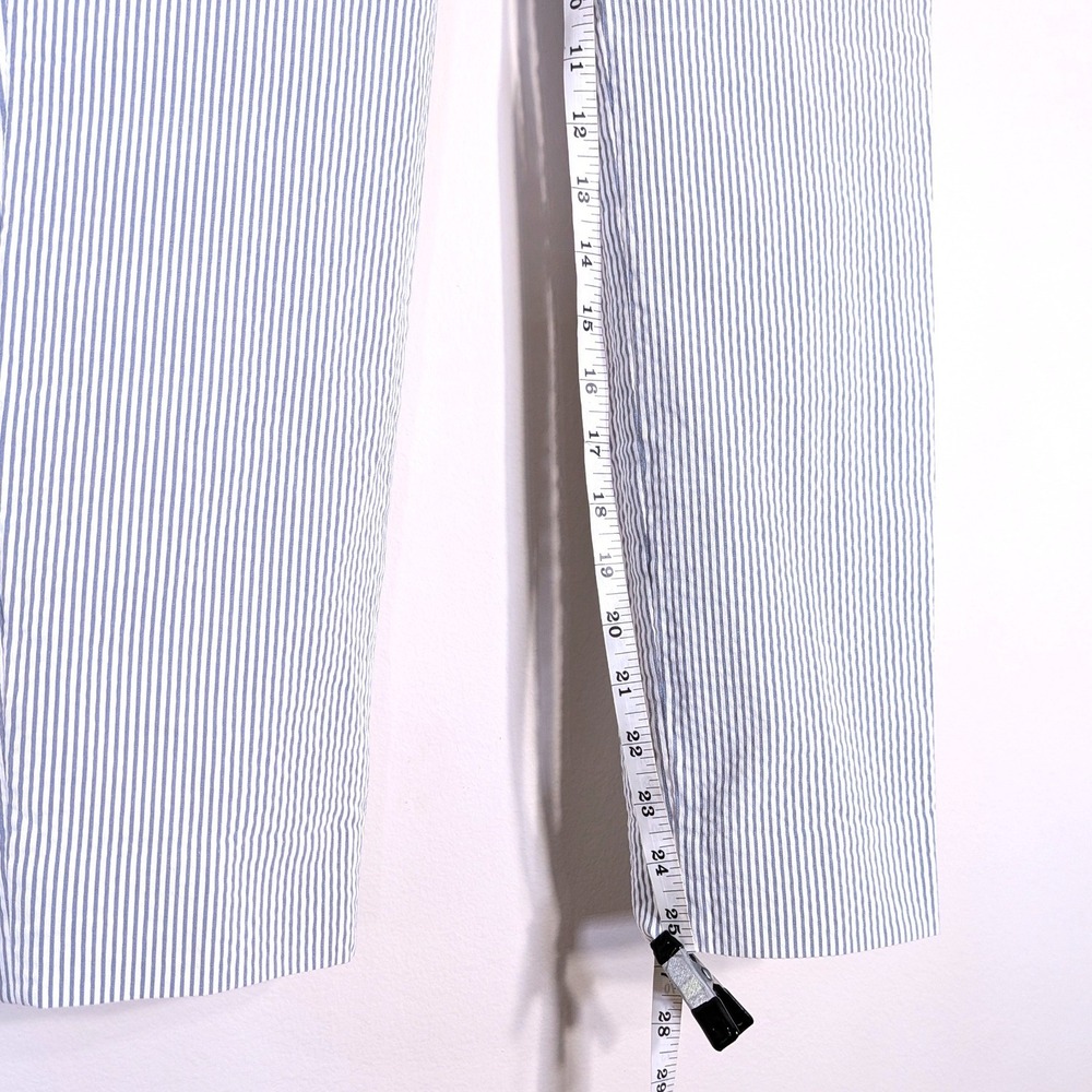 J.Crew Blue Seersucker Cameron Pants; Striped Slim Fit Ankle Trousers - Picture 4 of 7